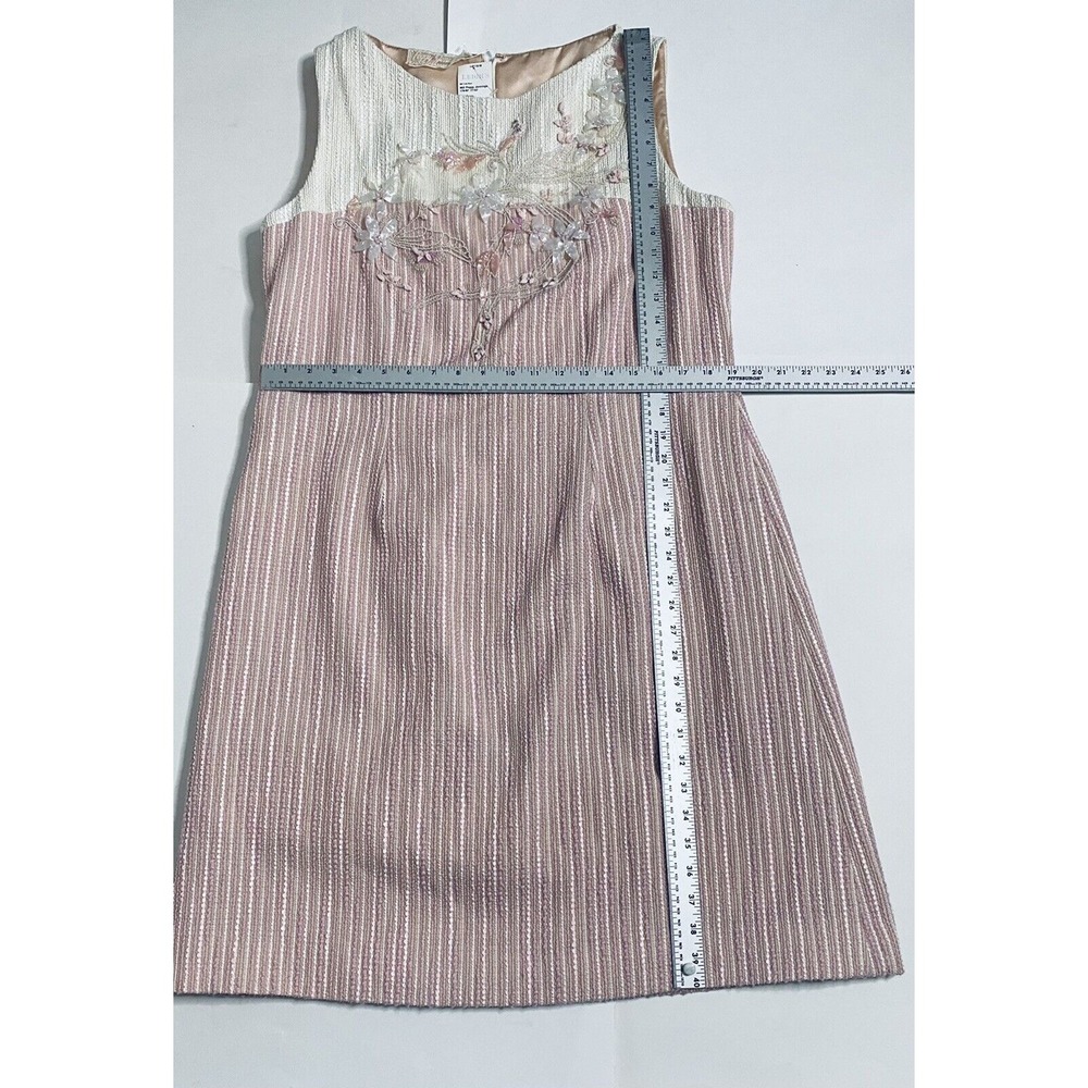 Peggy Jennings Pink Ivory Bubble Textured Sleeveless Shift Dress Size M - Picture 10 of 16